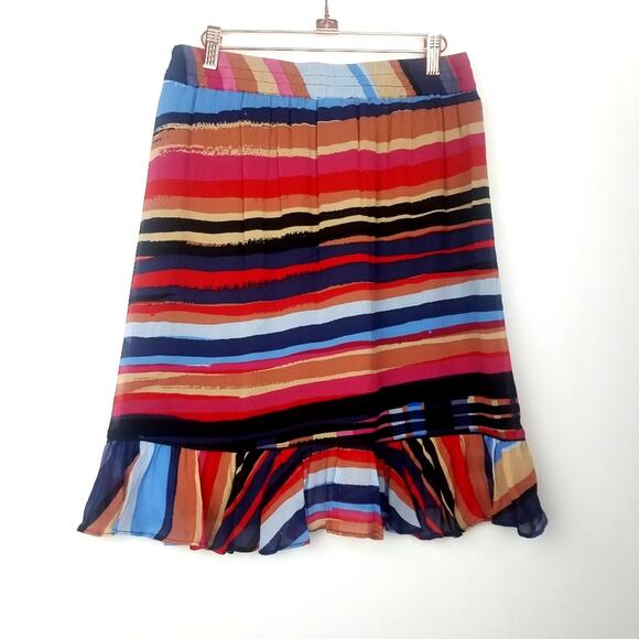 Catherine Malandrino | Multicolored Ruffle Skirt Abstract Colorful New! Medium - Picture 2 of 6